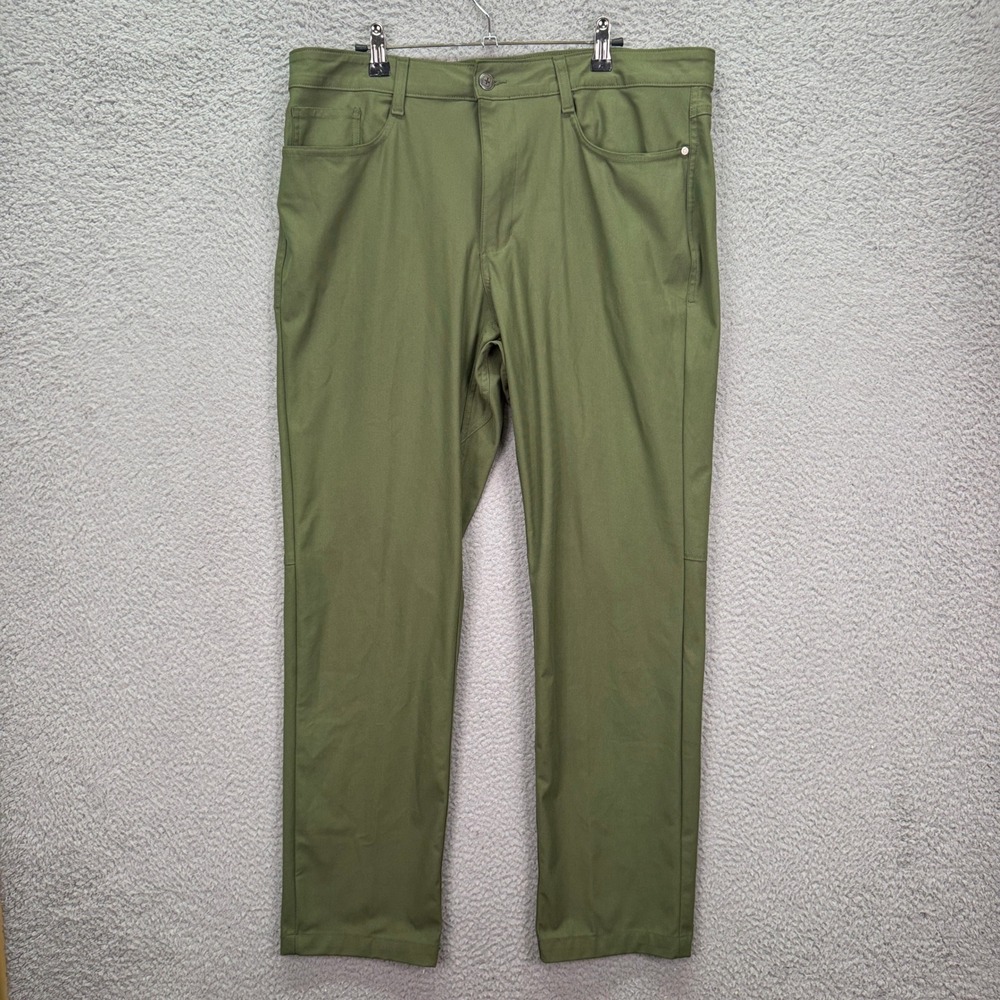 Swiss Tech Pants Men 36x32 Olive Branch Green Performance 5-Pocket Office Preppy